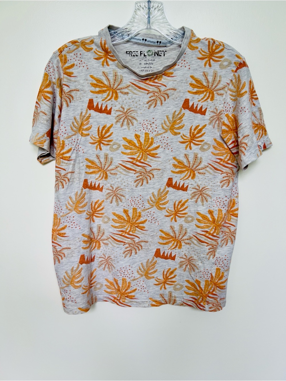 Short Sleeve women’s Tee shirt with Orange Palm Print